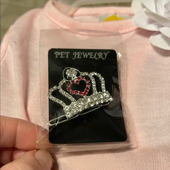 Pink and White Dog Dress with Flower - Picture 6 of 8